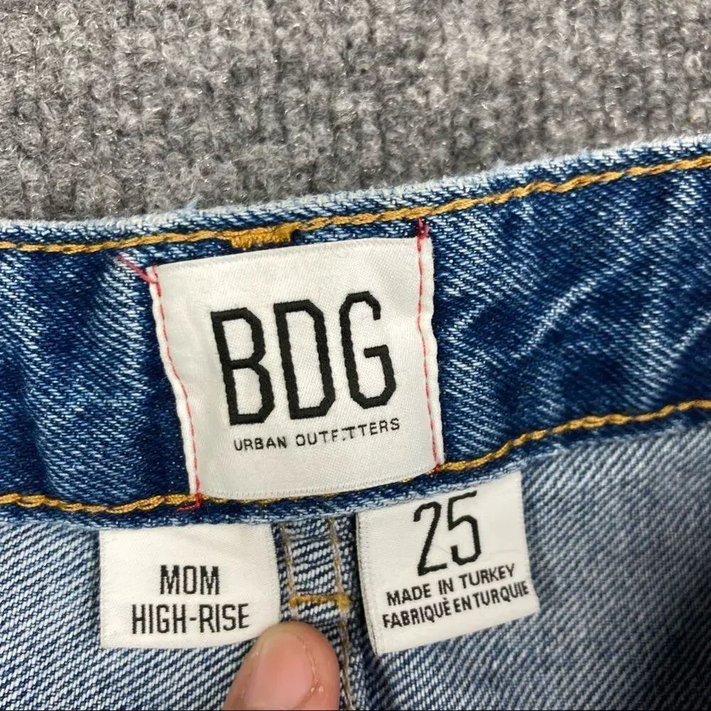 BDG Jeans Womens Size 25 Blue Distressed High Rise Mom Denim Straight Leg Good